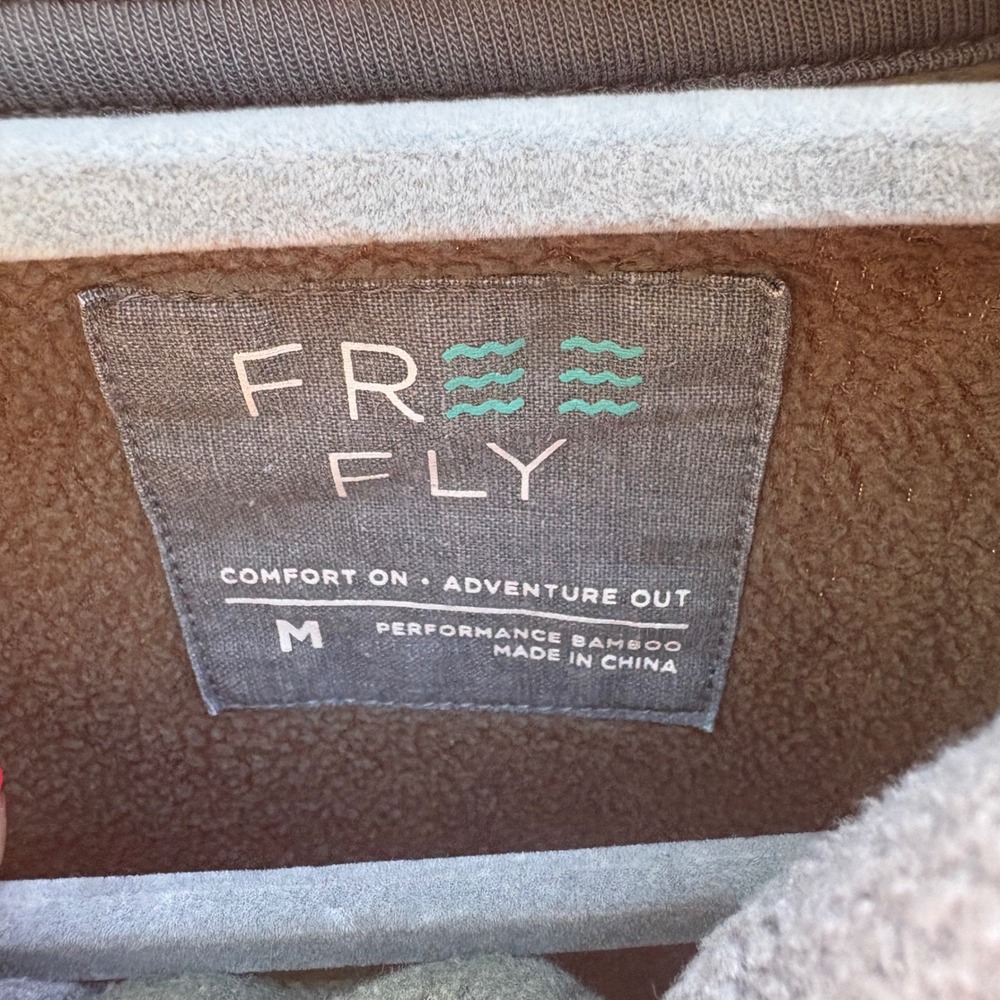 Free Fly Mens Medium Fleece Snap Pullover Olive Green Bamboo Performance Layer - Picture 3 of 5